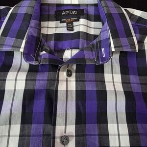 Apt. 9 Men's Purple and Black Checkered Shirt